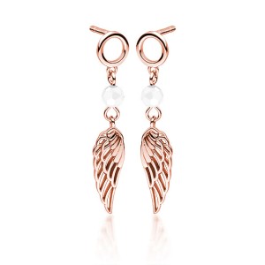 Cercei argint lungi placati cu aur roz cu aripi White Spinel DiAmanti Z1708ERG_W-DIA (Argint 925‰ 1,6 g.)